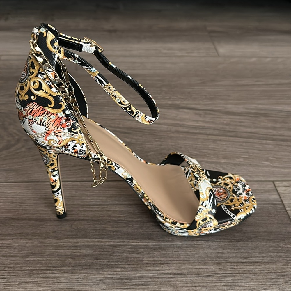 BRAND NEW in Original Box ALDO Scarlett Chain Ankle Strap Sandal Heels - Picture 6 of 8